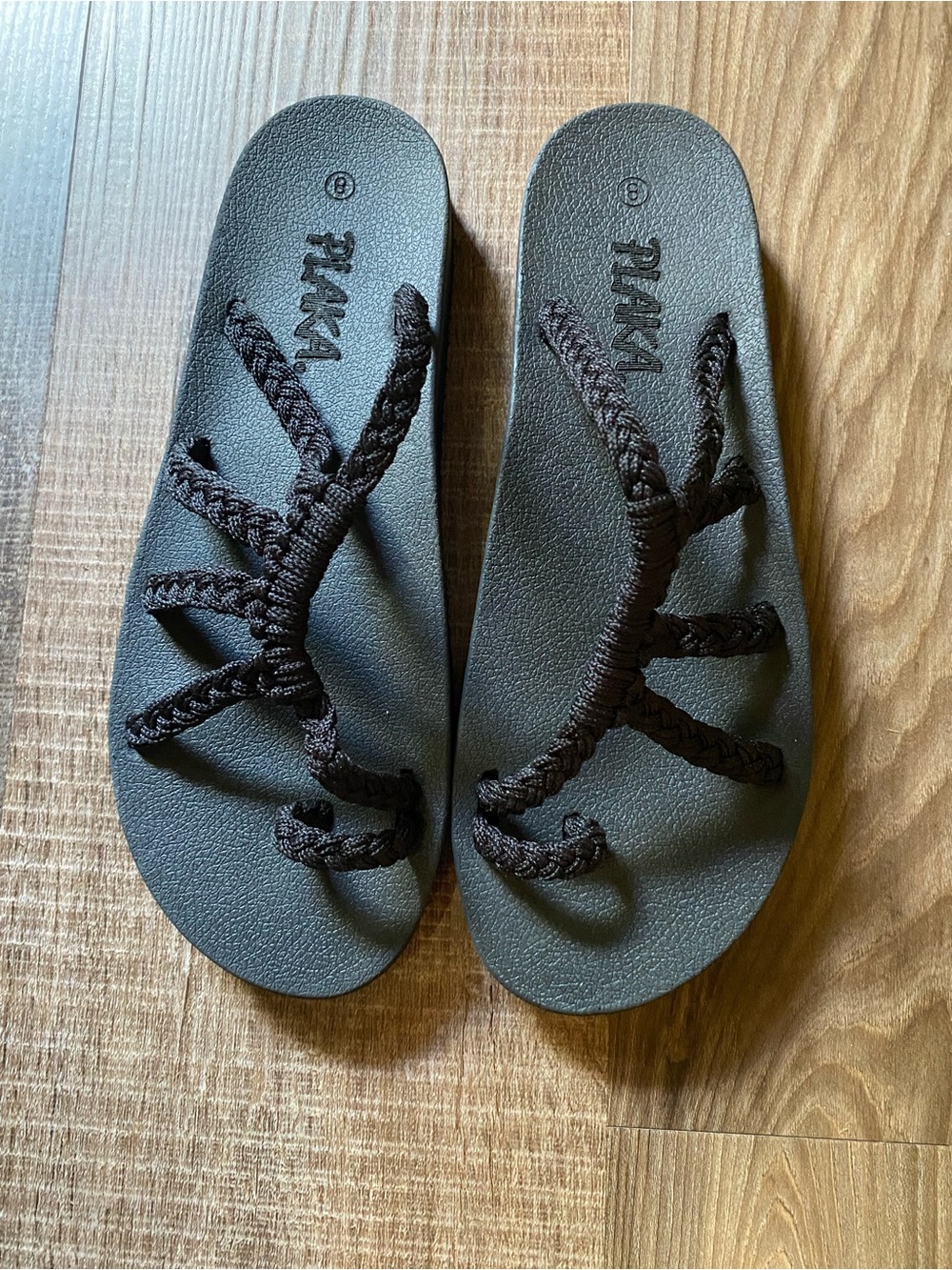 Black Rope-Strap Women's Sandals - Picture 2 of 5